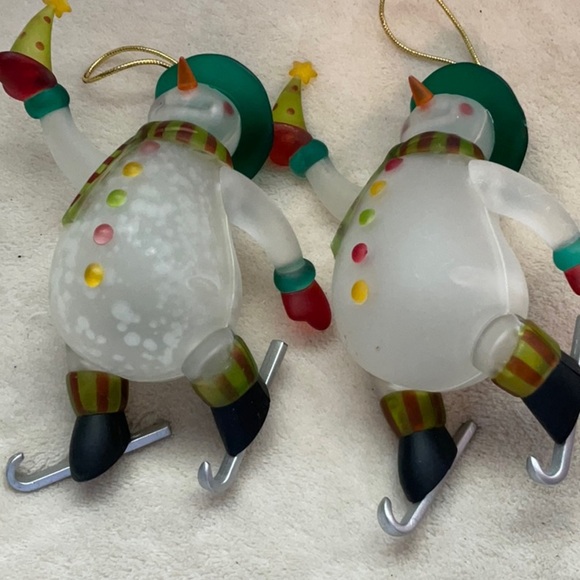 Festive Snowman Ornaments with Green Hats - Picture 4 of 4